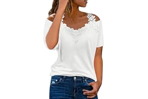 COTECRAM Cold Shoulder Tops for Women Trendy Summer Short Sleeve Tunic Shirts Dressy Casual Loose Fit Blouses Fall Outfits