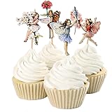 24pcs Pretty Fairy Cupcake Toppers for Cake Decorations Baby Girls Children Kids Toddlers Teens Birthday Supplies Bridal Show