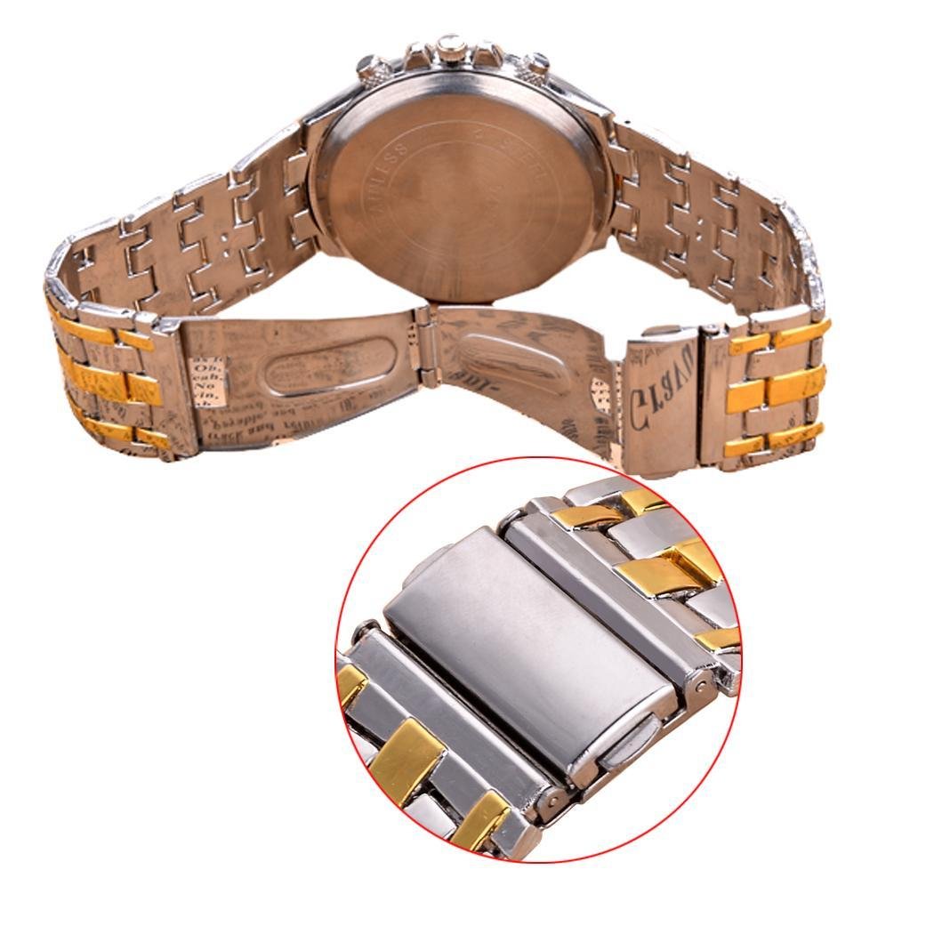 Opino Men\'s Fashion Sport Stainless Steel Belt Quartz Watch Wristwatches, Classic Business Casual Wrist Analog Watches Roman Numeral Dress Waterproof Watch - Black_1