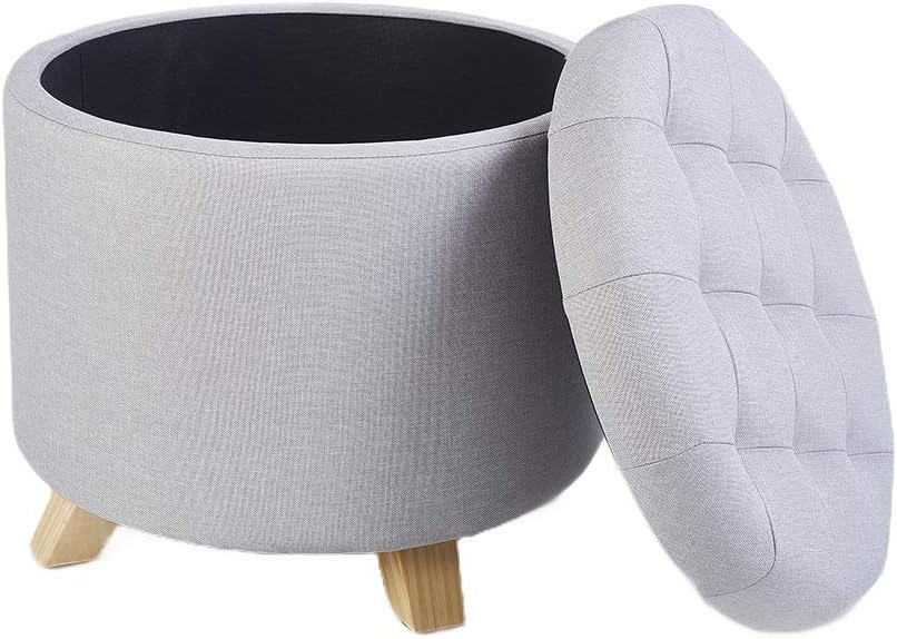 Zedelmaier Runder Sitzhocker mit Stauraum Schminktisch Hocker Fußhocker