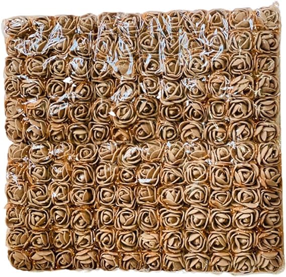 Witty Cuties Artificial Flowers Brown Artificial Roses Foam Flowers Real Looking Fake Foam Roses for Crafting Decoration DIY Wedding Bouquets Bridal Shower Flower Decoration Pack of 1 (144pcs).