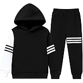 Svreeyer Boy Clothes Long Sleeve Striped Hoodie Sweatshirts Top and Pants Fall Winter Kids Boys 2 Pieces Outfits 3-12 Years