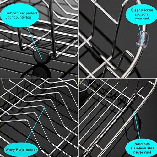 iPEGTOP Small Sink Dish Drying Rack with Rubber Feet, Rustproof