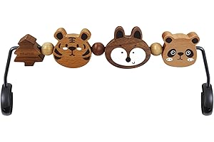 iGRATENS Baby Bjorn Bouncer Toy Bar - Toy Bar for Baby Bouncer Soft & Bliss, Easy to Attach and Remove, 360°Rotating Natural Wooden Toys, Exciting Design for Curious Babies, Safari Animals