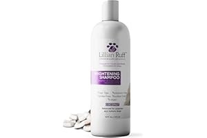 Lillian Ruff PRO Formula Ultra Brightening Dog Shampoo - Professional Whitening & Long-Lasting Odor Eliminator - Removes Stains & Discoloration, Dry Skin & Itch Relief with Aloe & Provitamin B5 (16oz)