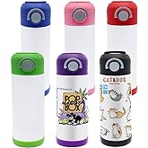 Lilsofee 6 Pack 12 OZ Sublimation Straw Sippy Cup Spill Proof Blank Tumblers Mixed Color Stainless Steel Thermoses for Hot Drinks Double Wall Vacuum Insulated Water Bottle for School