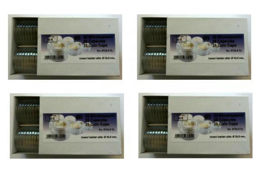 Safe Coin Capsules 32.5 mm, for 10 euro/10 Euro, 10 DM 20, Pack of 100
