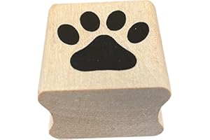 BARK AND LINDY Paw Print Rubber Stamp on Wood Block for Stamping Crafting Scrapbooking 1 Inch