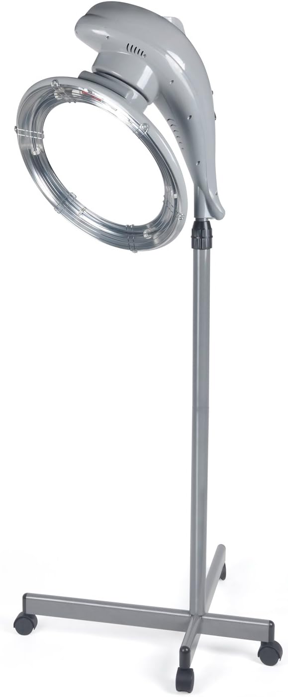 Stand-up Orbiting Halo Hair Dryer, Professional Hair Color Salon Equipment, Adjustable Temperature, 360° Uniform Heating, 60 Minutes Timing, Double Switches, Salon Equipment With Wheels, Gray