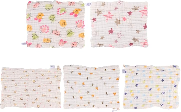 Amazon Co Jp Rosenice 5ピース赤ちゃんげっぷ布モスリンバスタオル赤ちゃんフェイスタオル6層超吸収性赤ちゃんよだれかけ綿タオル新生児幼児 ビューティー
