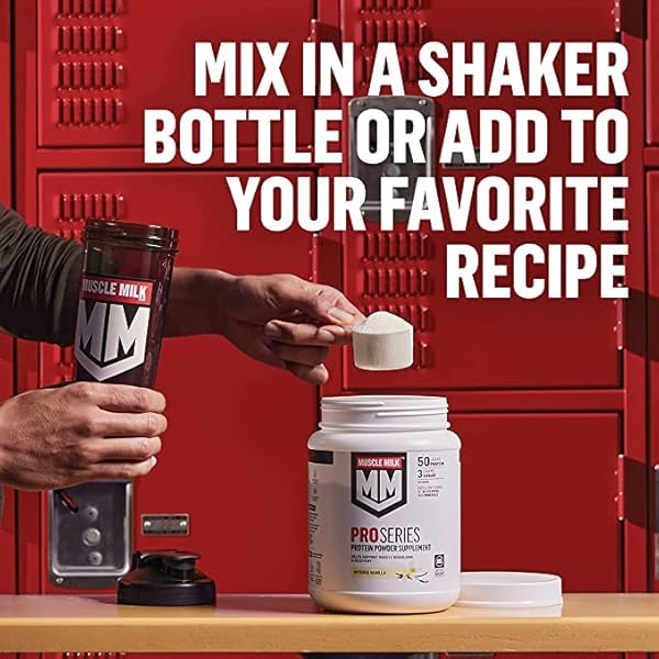 MUSCLE MILK PRO SERIES PROTEIN POWDER SUPPLEMENT, SLAMMIN’ STRAWBERRY, 2 POUND, 11 SERVINGS, 50G PROTEIN, 3G SUGAR, 20 VITAMINS & MINERALS, NSF CERTIFIED FOR SPORT, PACKAGING MAY VARY