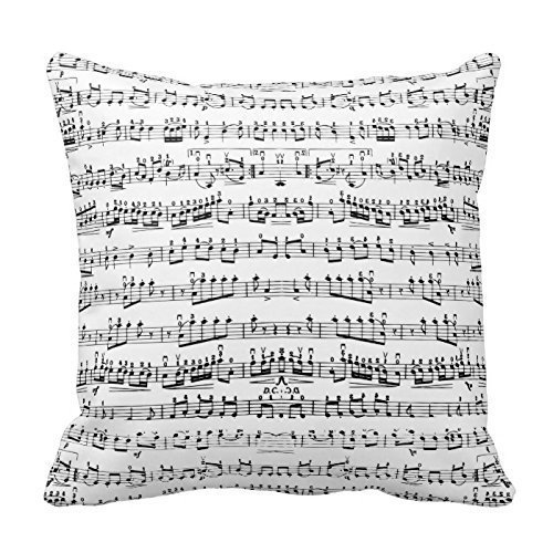 1WillLoanestore Black White Music Notes 18 X 18 Creative Fashion Polyester Square Decorative Throw Pillow Cover