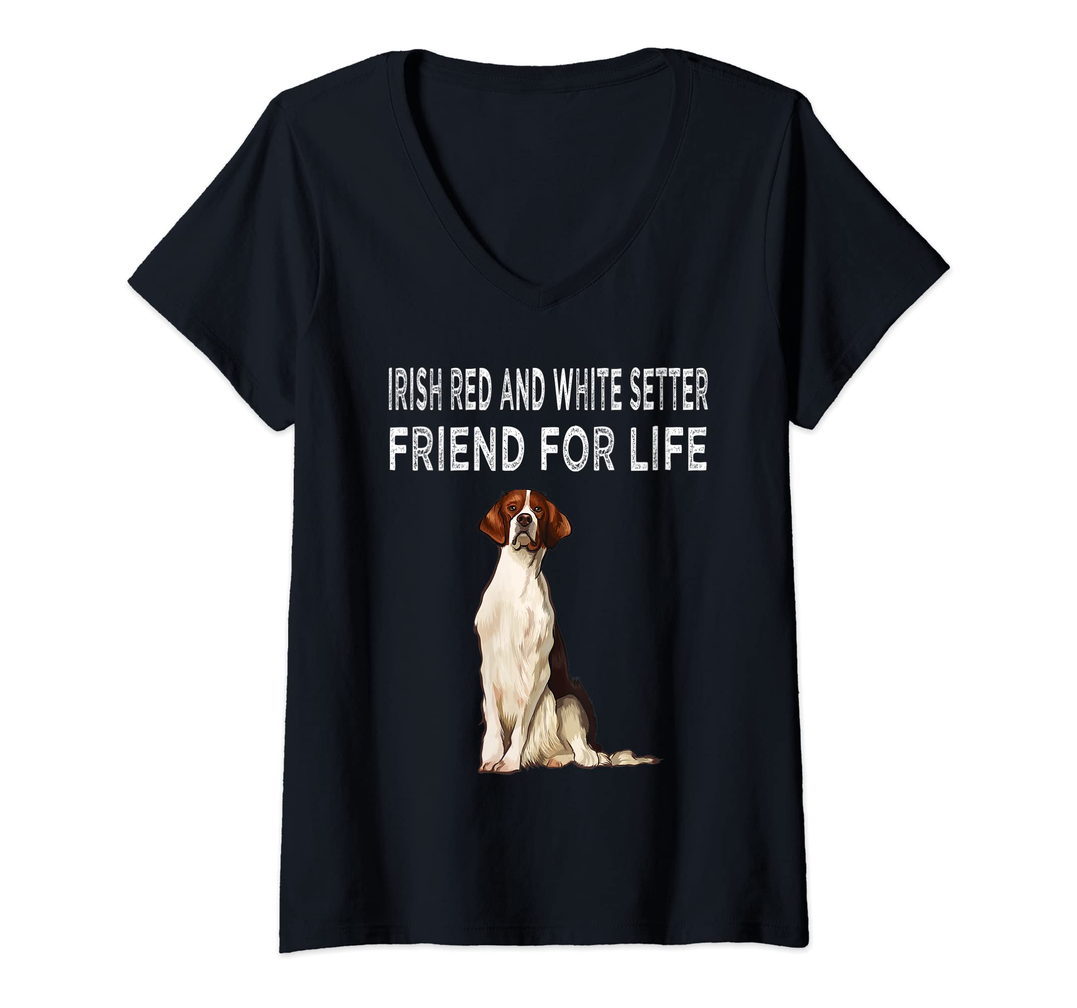 Womens Irish Red and White Setter Friend For Life Dog Friendship V-Neck T-Shirt