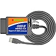 USB OBD2 ELM327 Scanner Reader USB to OBD2 Cable ELMconfig FoCCCus Diagnostic Scan Tool OBD2 to USB OBDii ELM 327 Interface Code Reader for Ford GM Chevy Lincoln etc for Laptop PC