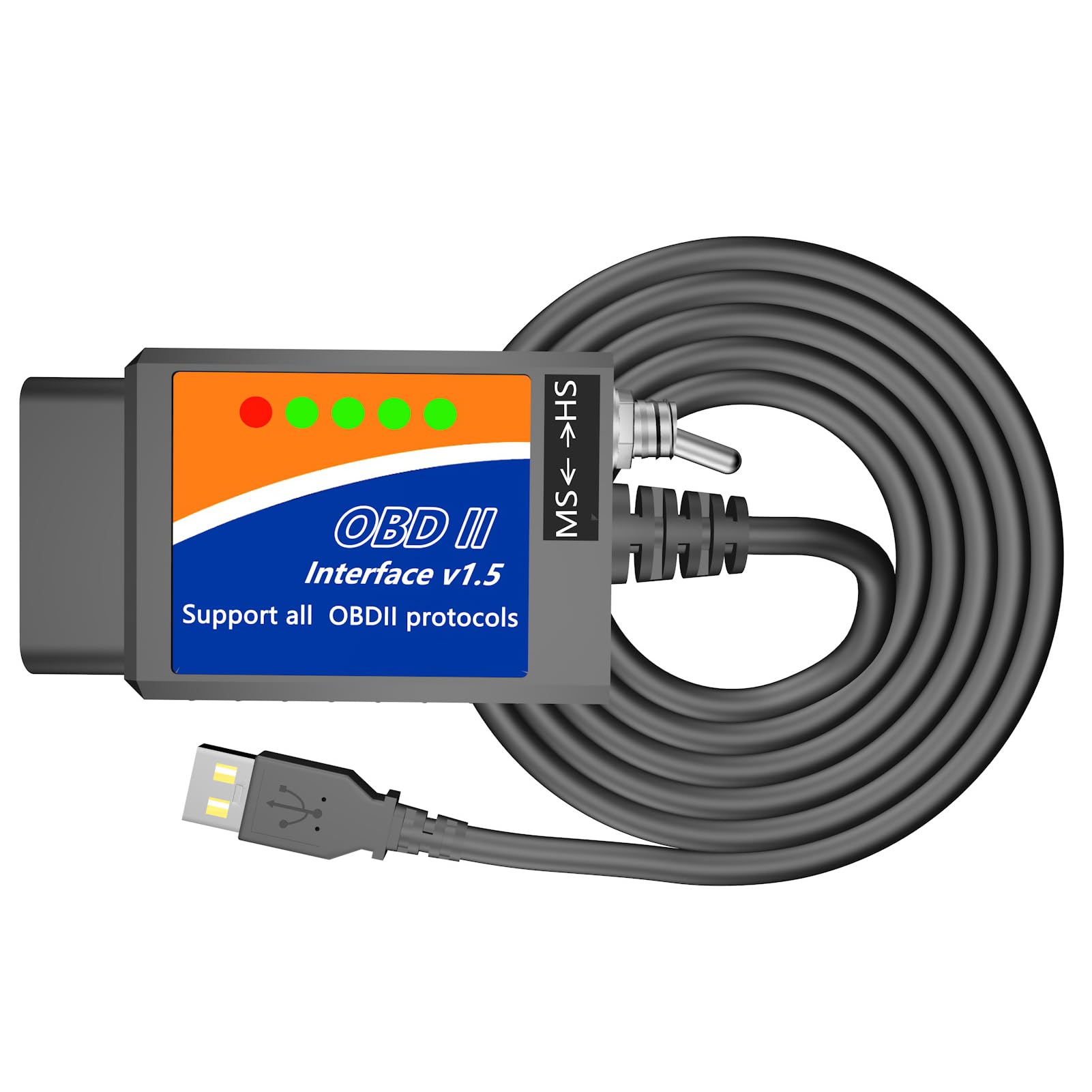 Photo 1 of USB OBD2 ELM327 Scanner Reader USB to OBD2 Cable ELMconfig FoCCCus Diagnostic Scan Tool OBD2 to USB OBDii ELM 327 Interface Code Reader for Ford GM Chevy Lincoln etc for Laptop PC