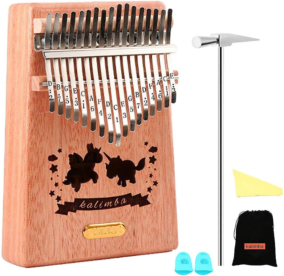 QStyle Kalimba 17 Key Thumb Piano Include Tuning kit Hammer and Study Instruction & Simple Sheet Music Suitable for kids Adult Beginners, Professionals - Perfect Christmas Gift (unicorn)