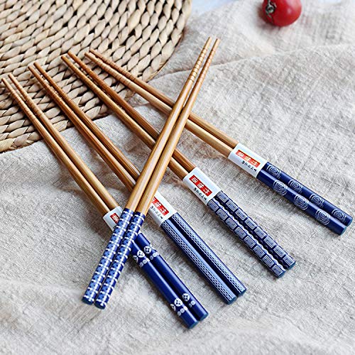 Chopsticks Bamboo,Chop Sticks, AOOSY 5 Pairs Japanese Style Bamboo Chop Sticks Natural Reusable Classic Style Chopstick for Home Eating Travel Camping