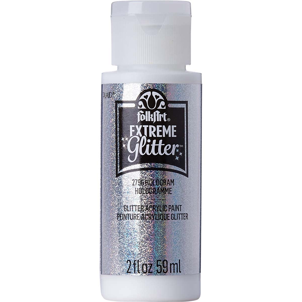Photo 1 of FolkArt Extreme Glitter Acrylic Paint in Assorted Colors (2 oz), 2796, Hologram (XGLT-2796)