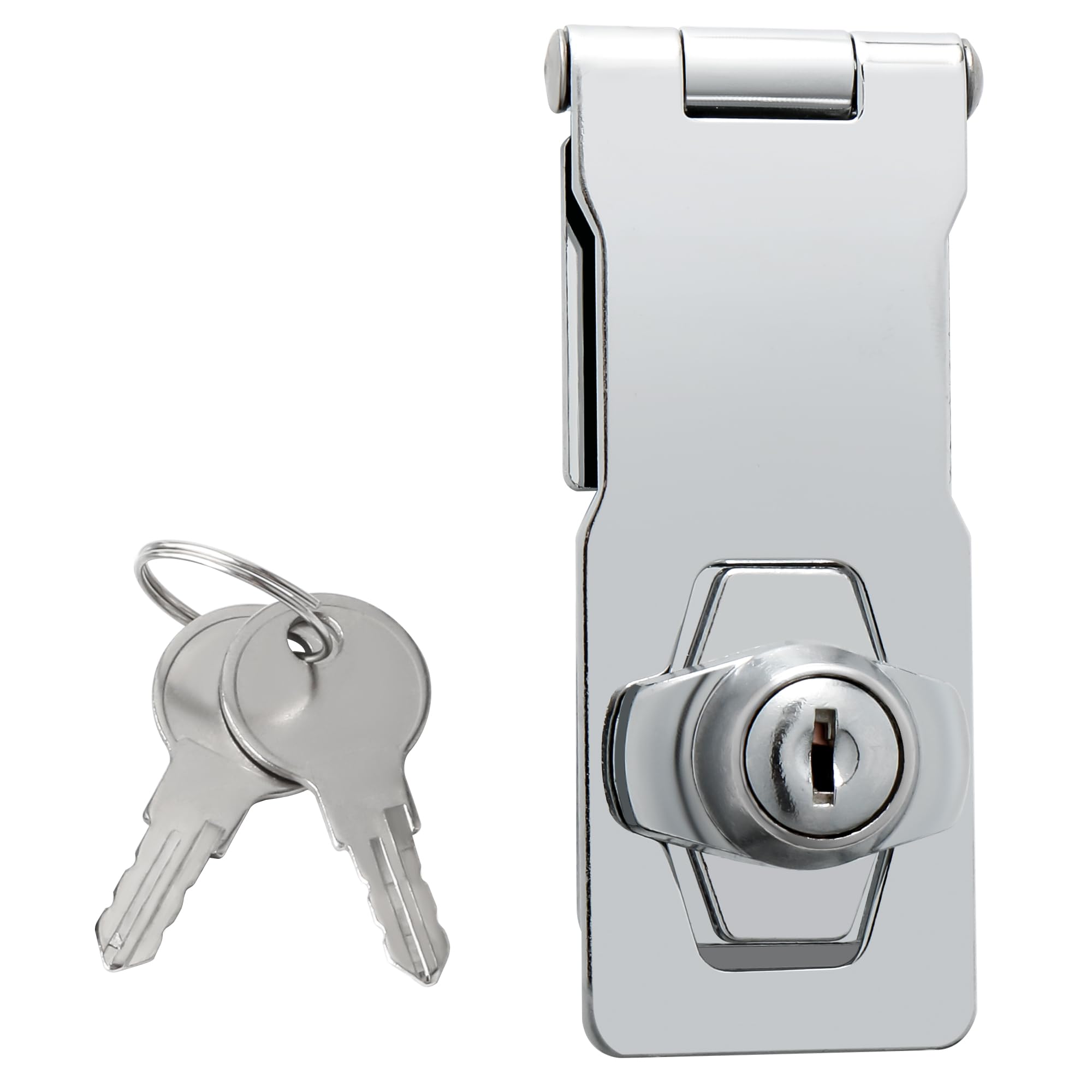 SAYAYO Shed Lock with 2 Keys, Keyed Hasp Door Lock Garden Gate Latch Bolt Security for Wooden Gates, 4 Inches Chrome Finished