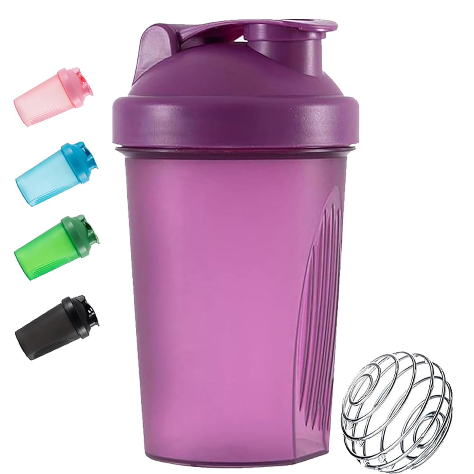 Toced 400ml Protein Shaker Bottle with Mixball, Leak-Proof Gym Shaker Cup, BPA-Free Plastic Blender Bottle for Pre Workout & Fitness Supplements (Purple)