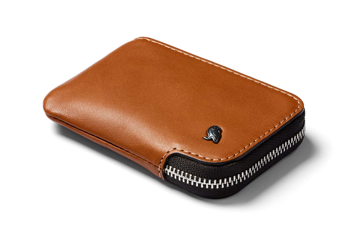 Bellroy Card Pocket (Small Leather Zip Card Holder Wallet, Holds 4-15 Cards, Coin Pouch, Folded Notes) - Caramel