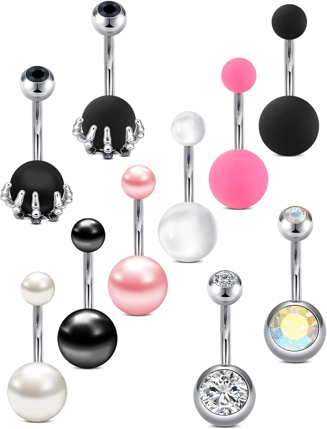 Piercing Ombelico In Acciaio Inox Con Perla E Cuore - 14G Per Donna, 6-10 Mm - Foto 9