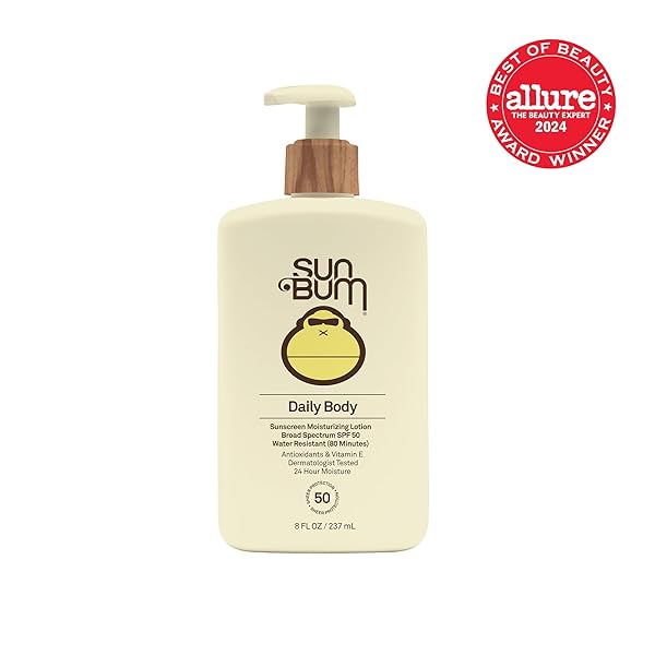 SUN BUM DAILY SPF 50 SUNSCREEN BODY LOTION| BROAD SPECTRUM MOISTURIZING SUNBLOCK WITH VITAMIN E | VEGAN AND HAWAII 104 ACT COMPLIANT (OCTINOXATE & OXYBENZONE FREE) | DERMATOLOGIST TESTED | 8 FL OZ