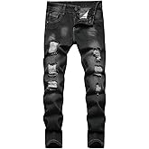 Boy's Stretch Comfy Ripped Jeans Skinny Stylish Distressed Washed Denim Jeans Pants