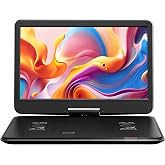 YOTON 17.5" Portable DVD Player, 15.6" Large HD Swivel Screen, Black | 6-Hour Battery, Dual Stereo Speakers, TV Sync, USB, SD Card, Multiple Disc Formats, Road Trips, Home Use, Kids, Seniors