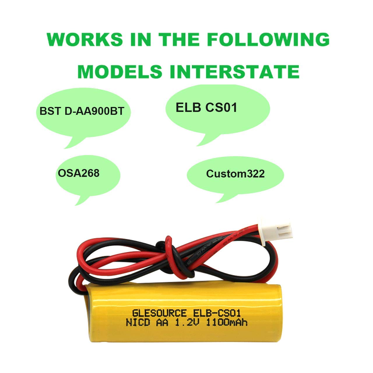 AA 1100mAh 1.2V Emergency Light Battery Compatile for ELB-CS01, EXR EL 122 C4T,Custom 332,Unitech OSA268(2 Pack)
