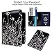 WALNEW Passport Holder Cover RFID Blocking Case Travelling Passport Cards Carrier Wallet Case (Black Flowers)