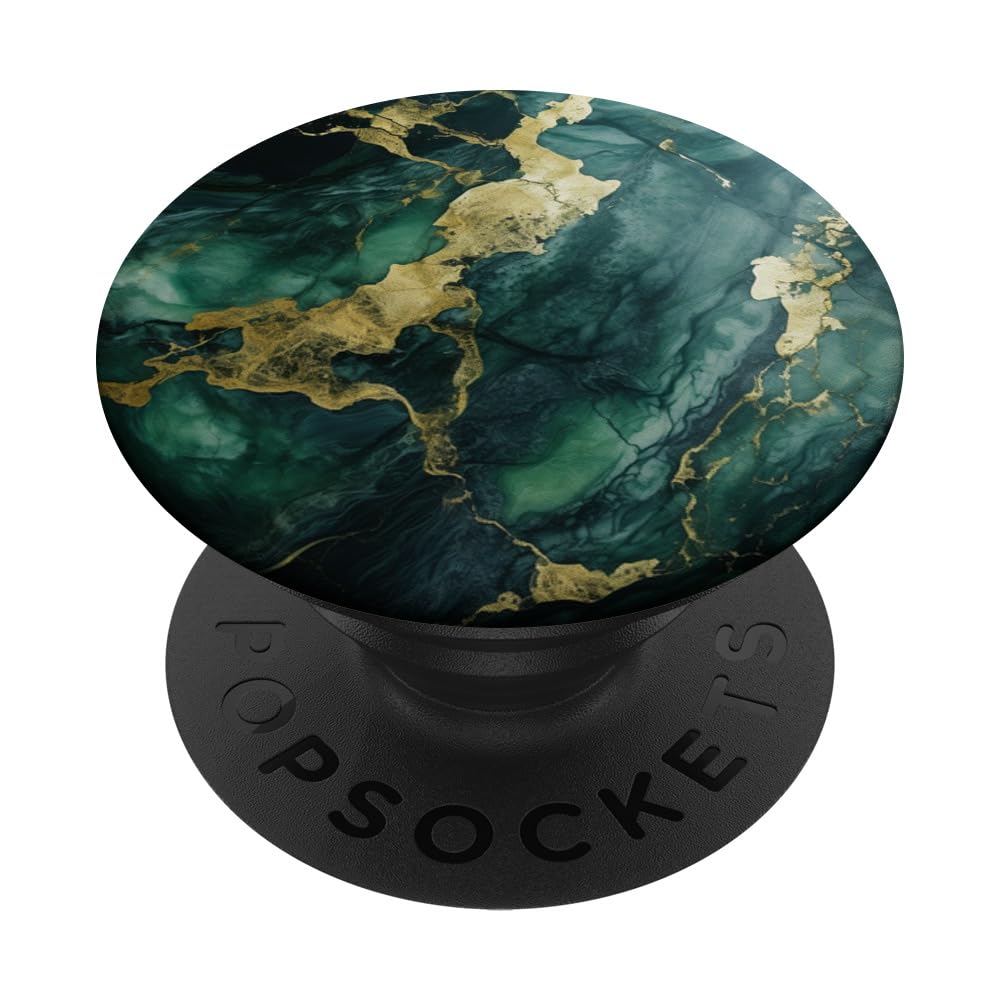 Elegant Jade Deep Green Natural-Marble Pattern PopSockets Swappable PopGrip