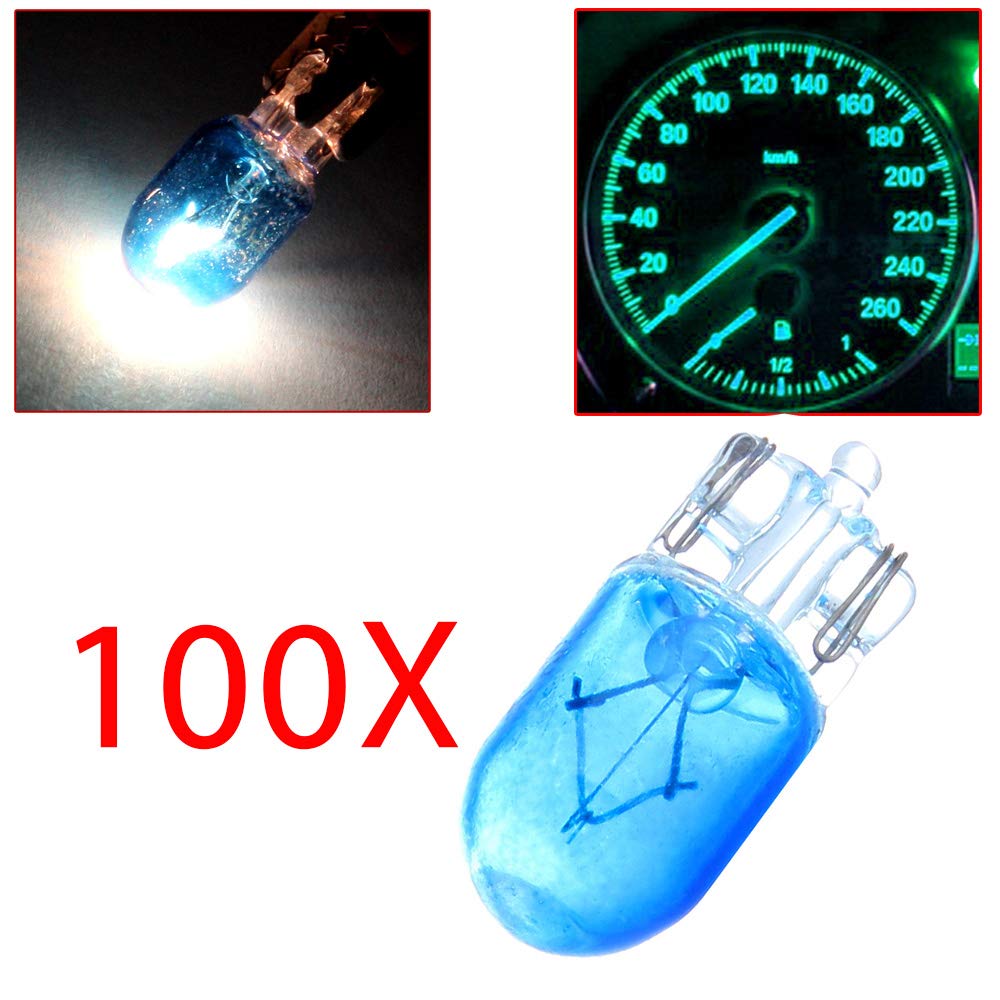 cciyu T10 Halogen Light 194 168 Light Bulb Instrument Gauge Cluster Dash Light Blue Bulbs,100Pack