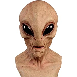 FLORENCE IISA Realistic Area 51 Alien Full Head Latex Mask, Scary Creepy Prop for Adults Halloween Cosplay Costume Party 2026