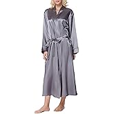 Lavenderi Women's Satin Kimono Robe - Long Classic Satin Lounge Bathrobe