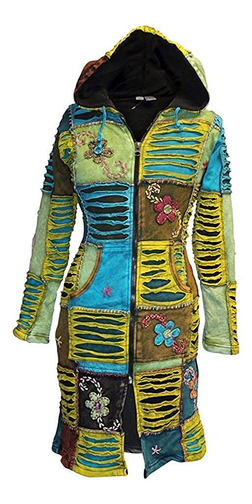 Photo 1 of ***DAMAGE -ZIPPER NON-FUNCTIONAL*** Shopoholic Fashion Women Flower Embroidered Fleece Lined Hippy Jacket Long Over Coat (XL)