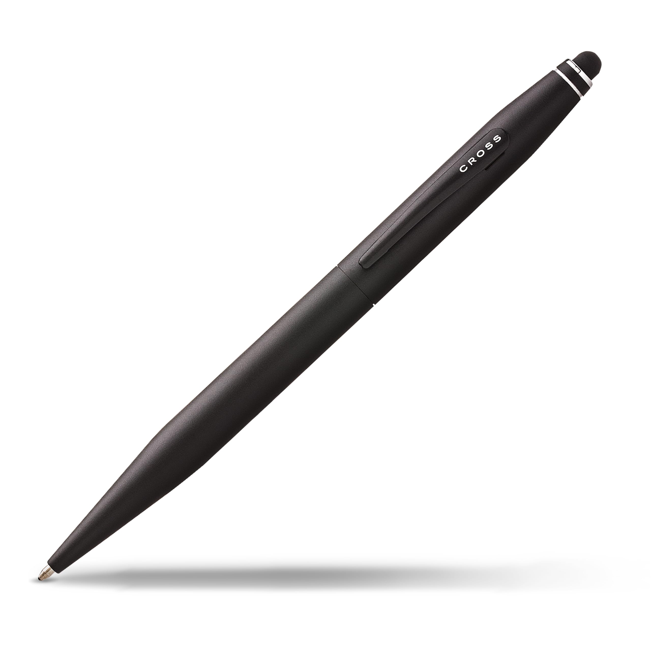 CROSS Tech2 Refillable Retractable Plastic Ballpoint Pen with Stylus, Medium Ballpoint, includes Premium Gift Box and Black Cartridge, 1 Pack, Satin Black (AT0652-1)
