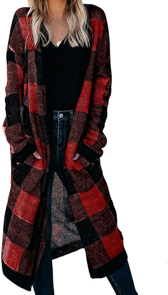 buffalo plaid cardigan womens