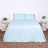 THE LAD COLLECTIVE 3.0 King Bedding Set - King Bedding Sets - 4-Piece Bedset w/Fitted Sheet, Top Sheet & 2 Standard Pillowcases [Duvet Not Included] - Bamboo-Cotton - Riviera Collection Light Blue