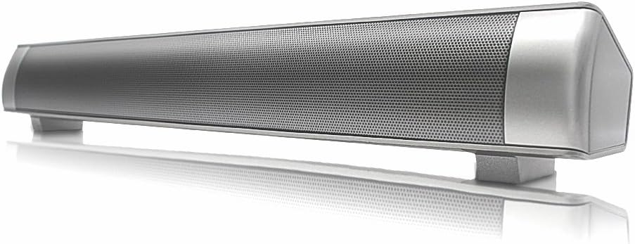 Soundbar Speaker, Fozela Stereo Wireless Bluetooth Sound Bar Home Audio Dual Subwoofers for Bass, Support TF Card/ 3.5mm AUX for TV/PC/Laptop/Smartphones(Silver)