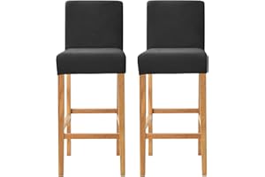 SONNACH Velvet Counter Stool Pub Chair Covers - Removable and Stretchable Slipcovers for a (2, Black)