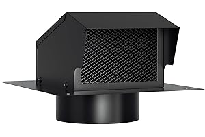 Athradies 8 Inch Roof Vent Cap, Removable Roof Exhaust Vent with Damper for Ventilation System, Durable Stainless Steel Vent Cover for Houses Kitchen Bathroom, Rainproof and Snowproof, Black