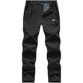 Gopune Men's Snow Ski Waterproof Softshell Pants Outdoor Windproof Warm Hiking Insulated Pants