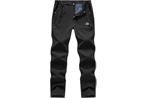 Gopune Men's Snow Ski Waterproof Softshell Pants Outdoor Windproof Warm Hiking Insulated Pants