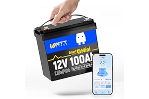Wattcycle Bluetooth 12V 100Ah LiFePO4 Lithium Battery, Mini Size Group 24, 100A Smart BMS & Low Temp Protection, 1280Wh Outpu