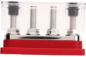 4 Post Power Distribution Block with Cover for Cars Boats RVs (Red)