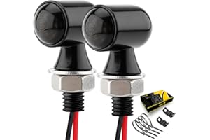 TSUNG Mini Motorcycle Turn Signals Light LED Micro Blinkers for Front/Rear Universal Aftermarket Small Indicator for Cafe Racer Bobber Cruiser Street Bikes (Black-Smoke Lens)