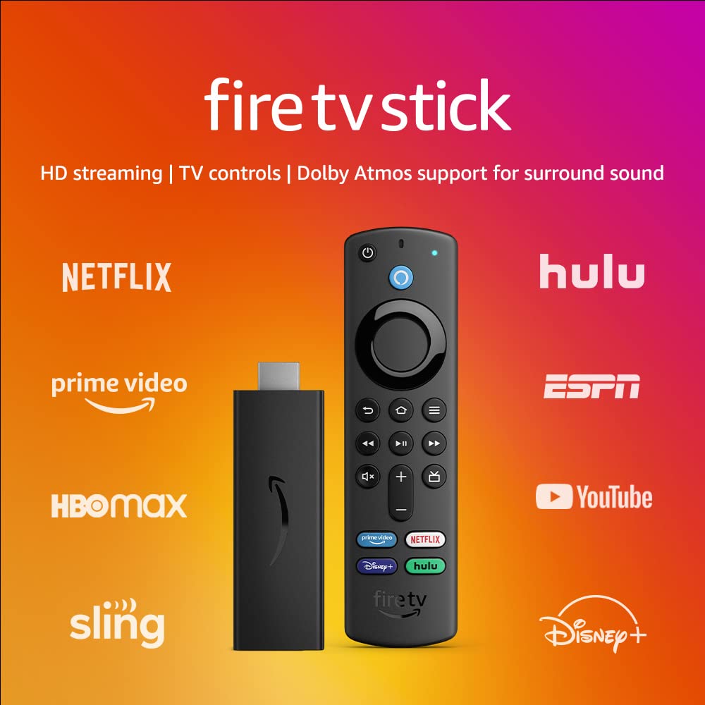 Amazon Fire TV Stick, sharp picture quality, fast streaming, free & live TV, Alexa Voice Remote with TV controls