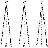 Benvo 16 inch Long Hanging Plant Chains Flower Pot Hangers with Clips and Hooks 3 Point Replacement Chain Holders for Baskets Bird Feeders Planters and Other Ornaments (Pack of 3, Black)