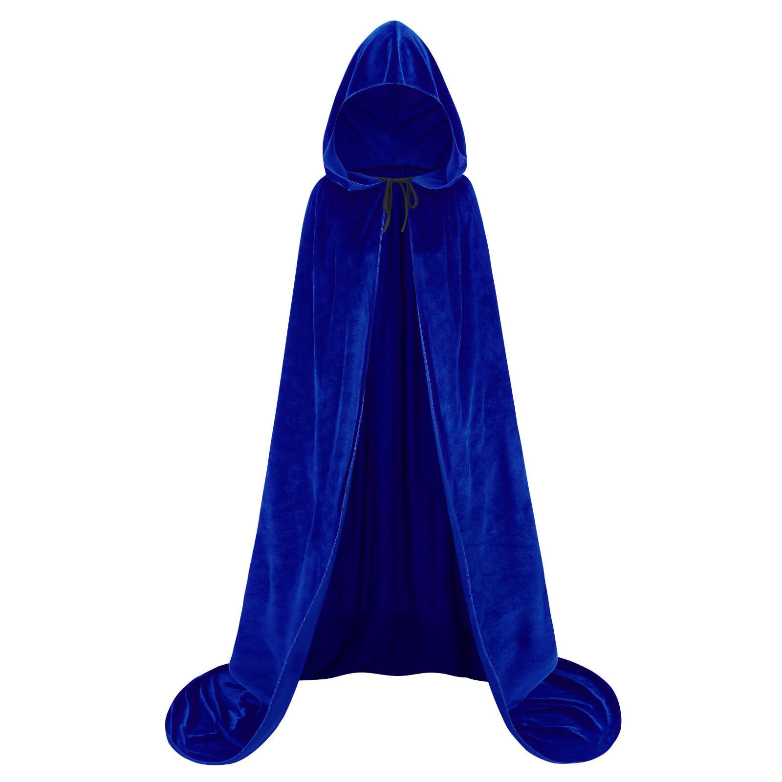 DELIVESS Velvet Hooded Cloak Blue Cape with Hood Men Halloween Wizard Robe Costume Witch Adult Women (170CM/67, Blue)